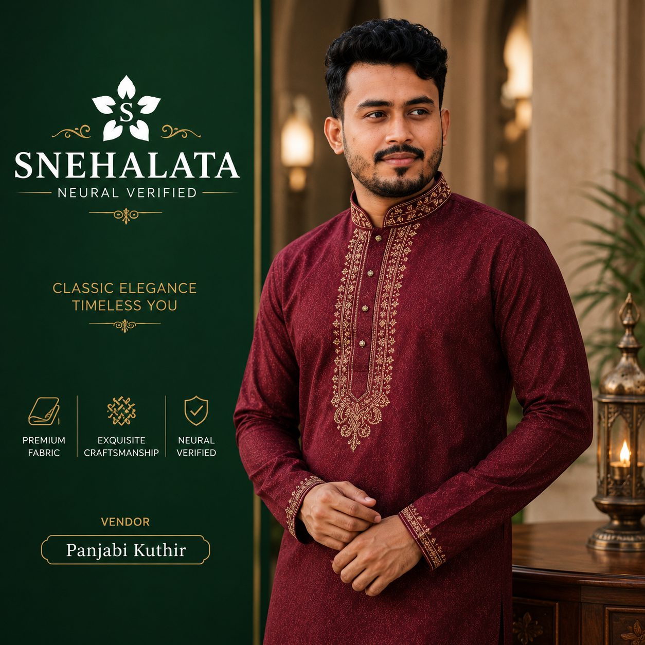 Deep Maroon Embroidered Premium Heritage Panjabi