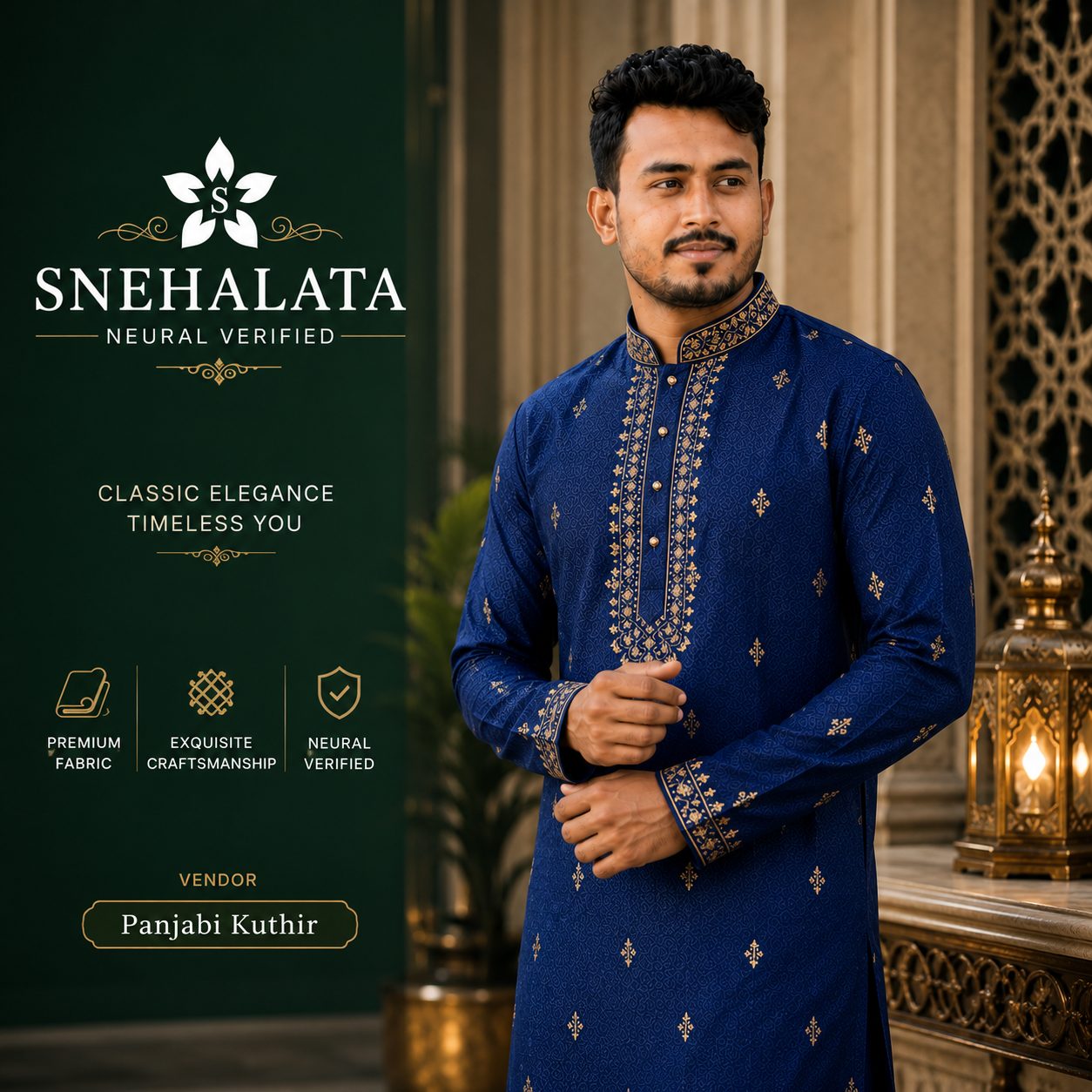 Royal Blue Premium Embroidered Designer Panjabi