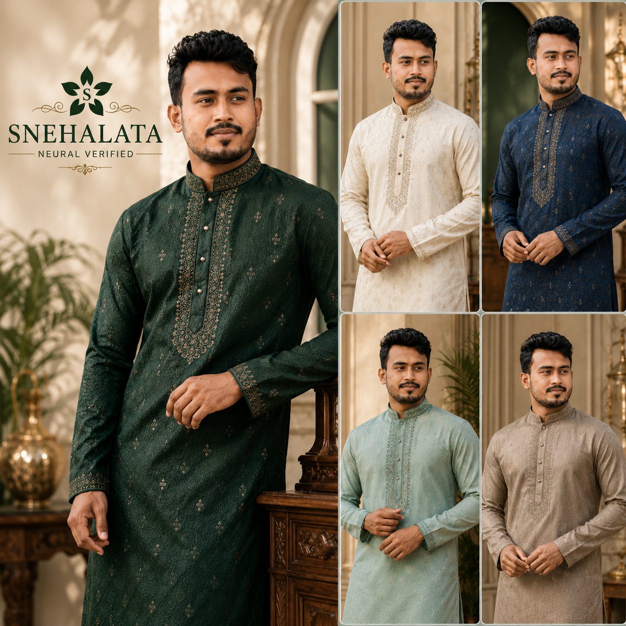 SNEHALATA Premium Embroidered Men's Heritage Panjabi