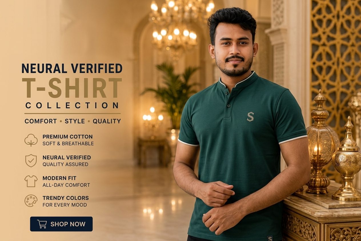 Premium Dark Green Mandarin Collar Cotton T-Shirt