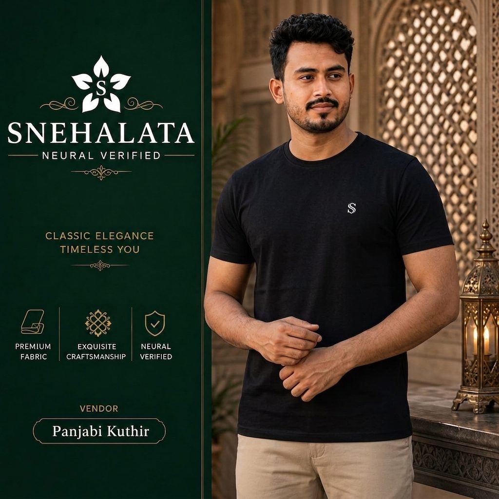 Snehalata Signature Black Premium Cotton T-Shirt